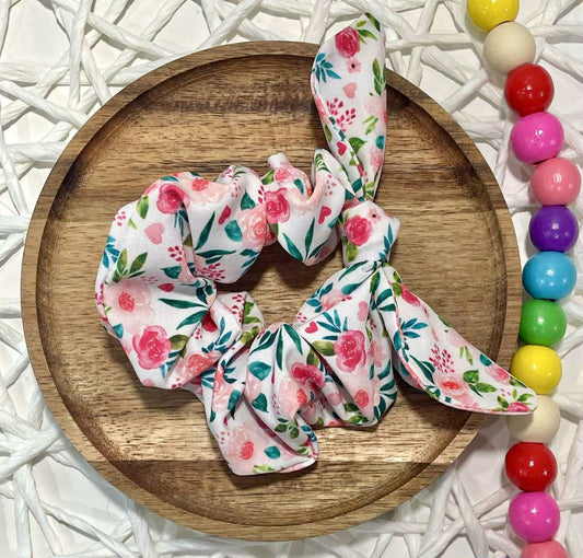 Roses & Pink Hearts Scrunchie