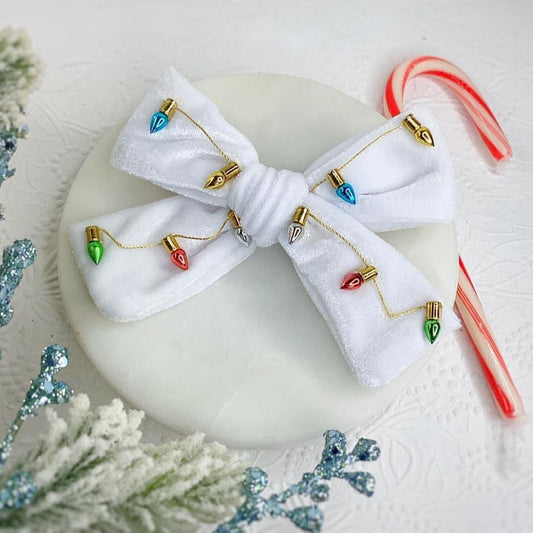 White Velvet Christmas Lights Hand Tied