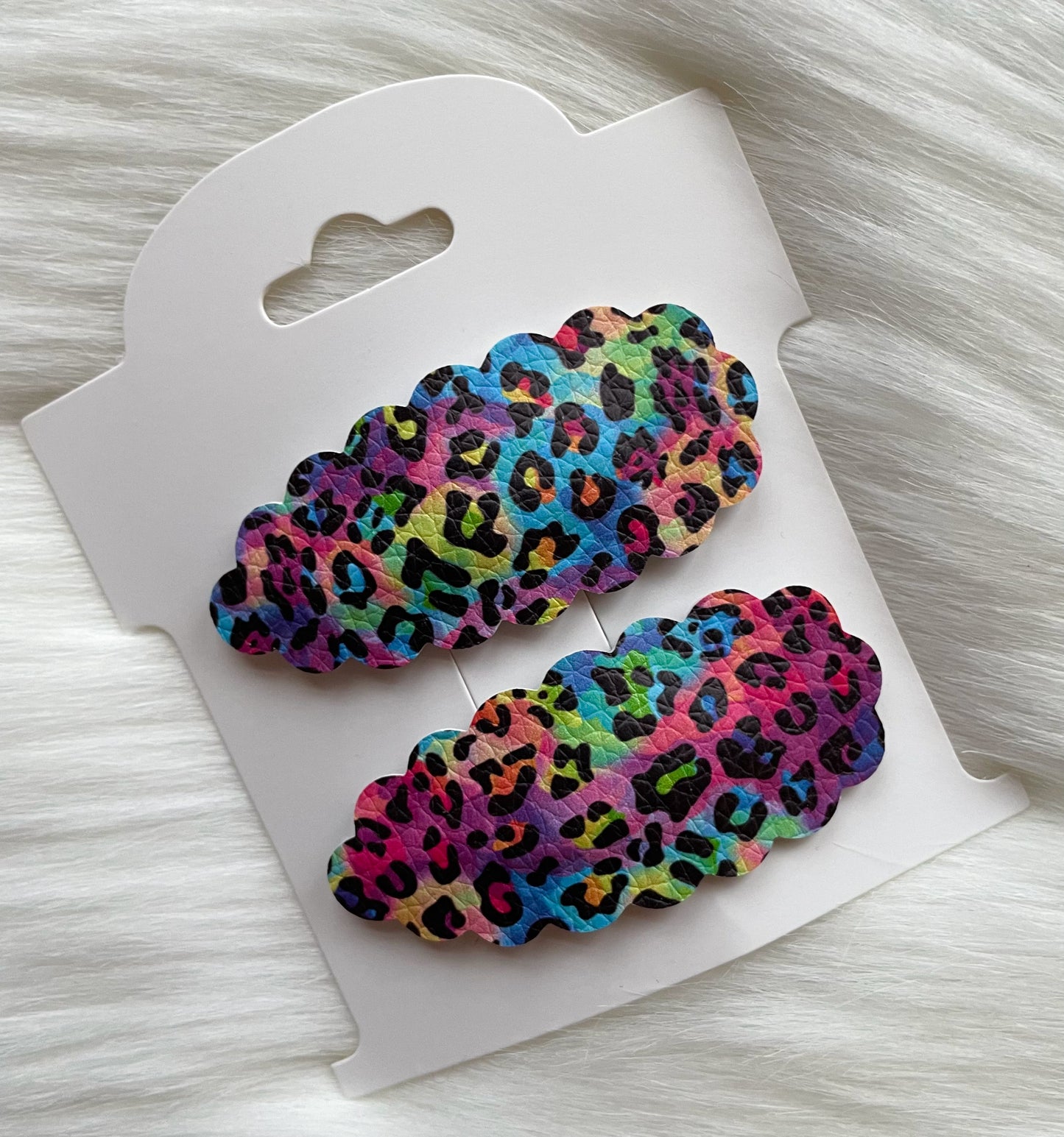 Rainbow Ombre Leopard Snap Clip