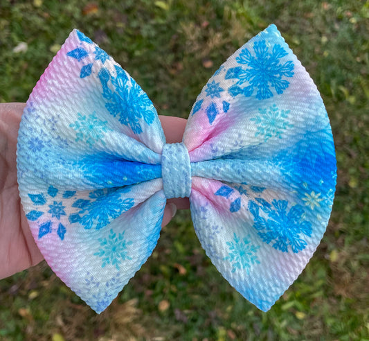 Watercolor Snowflakes Fabric Bow