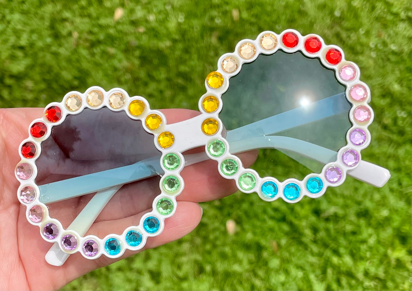 White with Rainbow Gems Sunnies