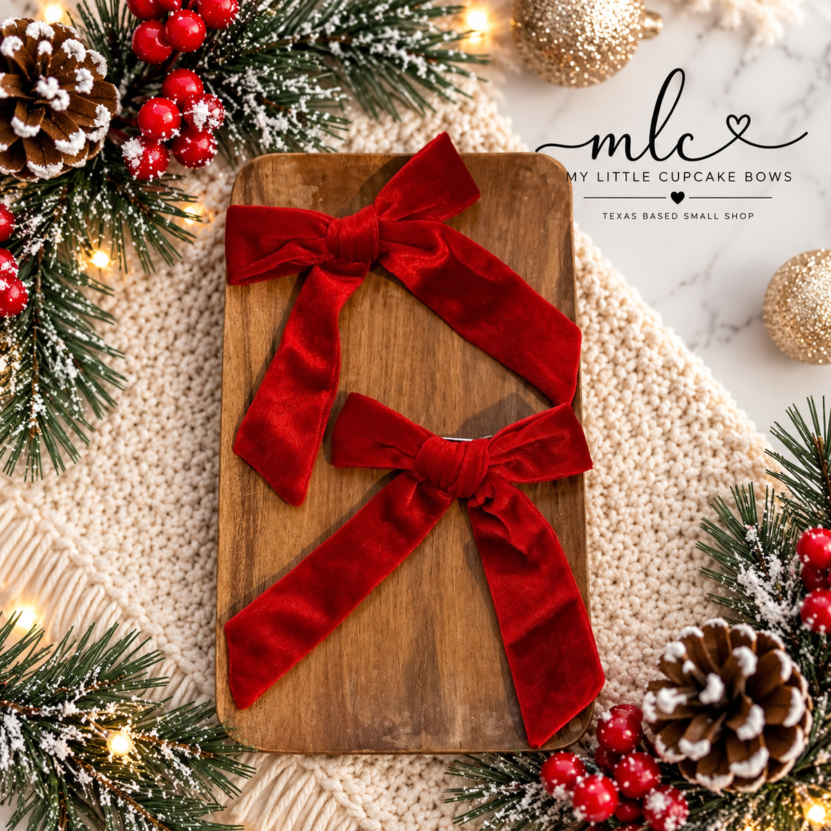 Red Solid Velvet Mini Long Tails