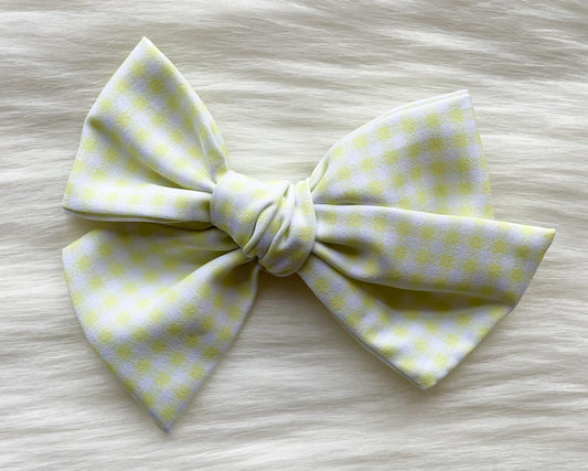 Yellow Gingham 5in Hand Tied Bow