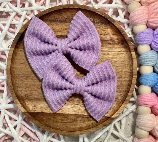 Lilac Waved Ribbed Fabric Bow