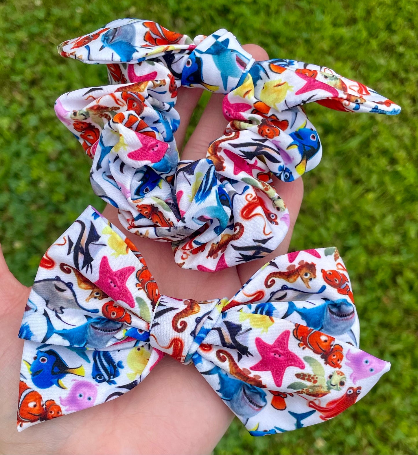 Fish are Friends 5in Hand Tied Bow or Scrunchie