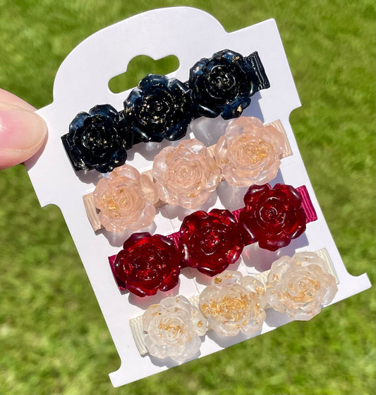 Gold Glittery Rose Clips