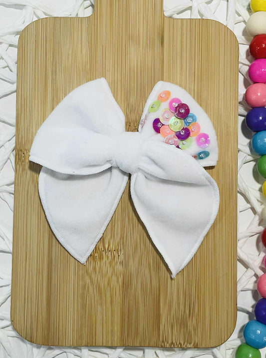 White Velvet Rainbow Sequin 4.5 Serged