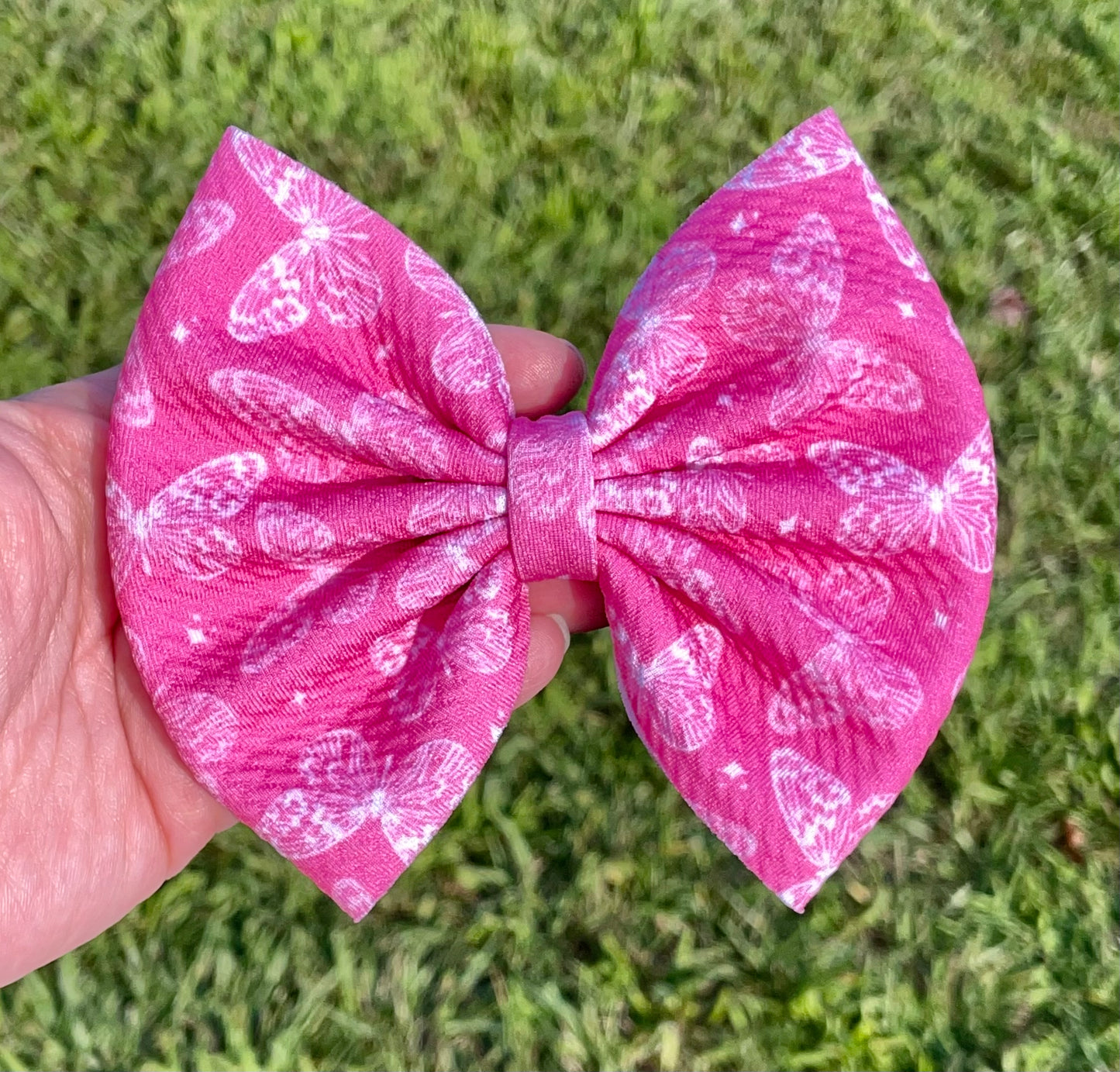 Pink Butterflies Fabric Bow