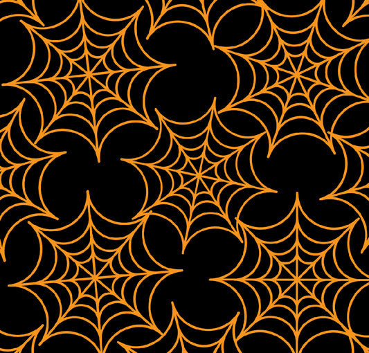 Black & Orange Spiderwebs Fabric Bow