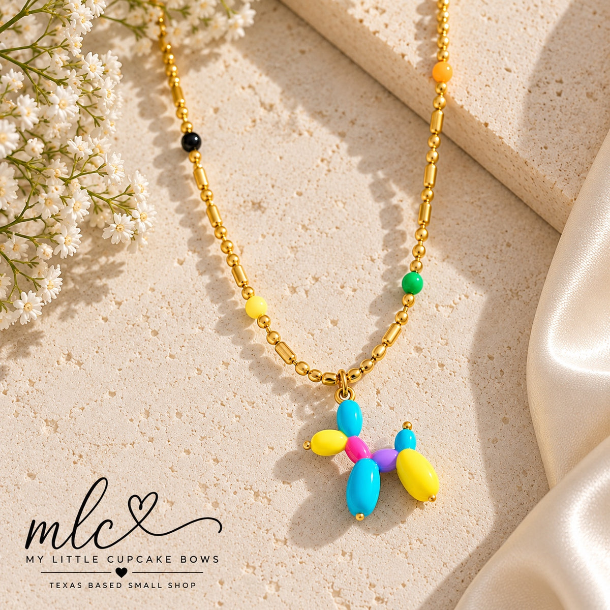 Colorful Balloon Dog Necklace