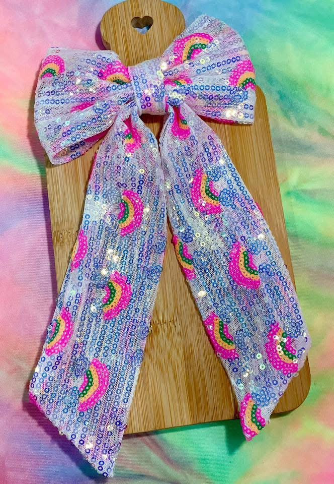 Rainbows on Iridescent Sequin Extra Long Tail