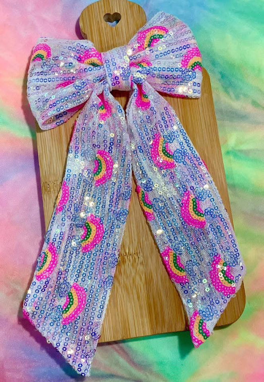 Rainbows on Iridescent Sequin Extra Long Tail