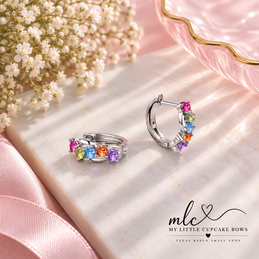 Rainbow Gems Hoop Earrings
