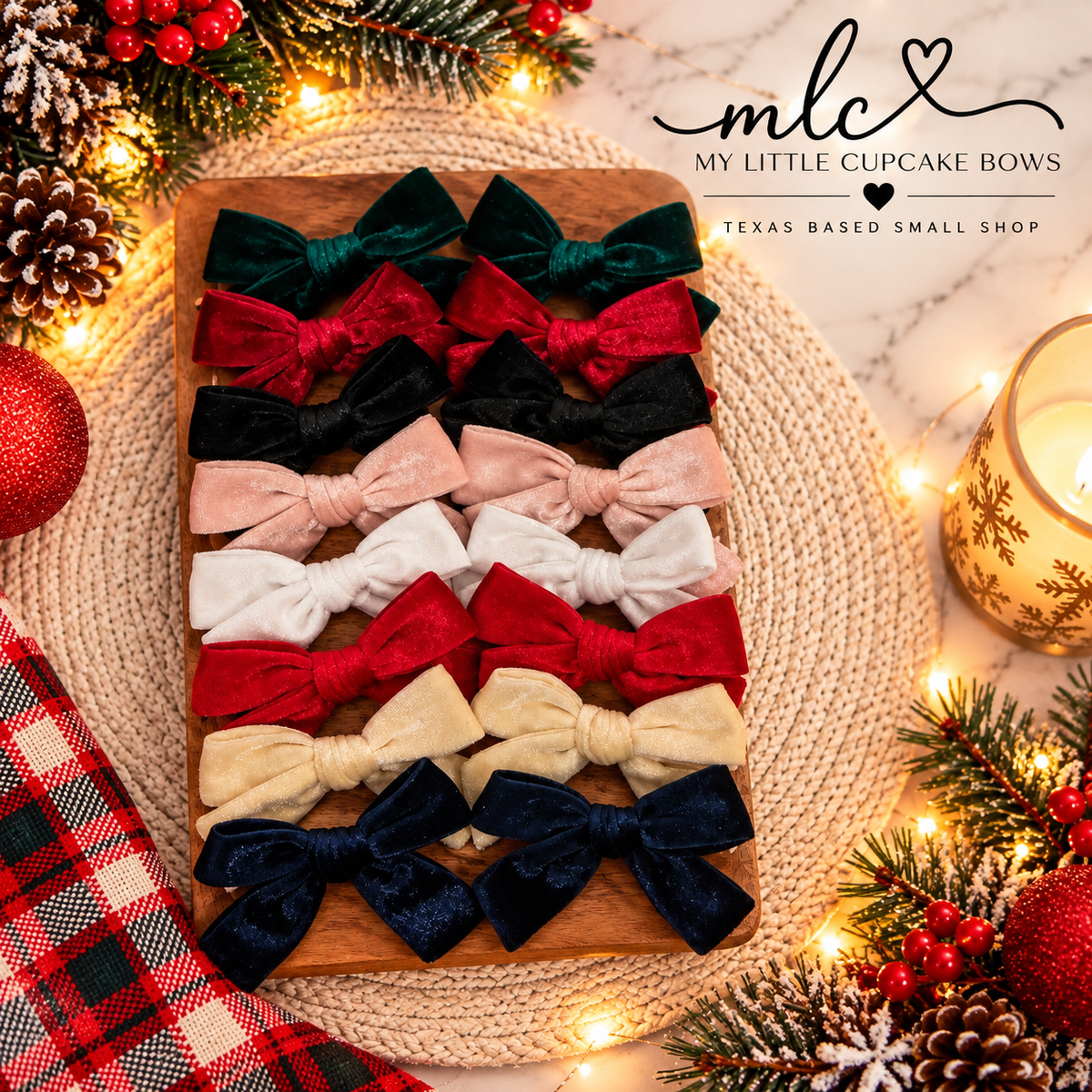 Velvet Sweethearts – Hand-Tied Hair Bows