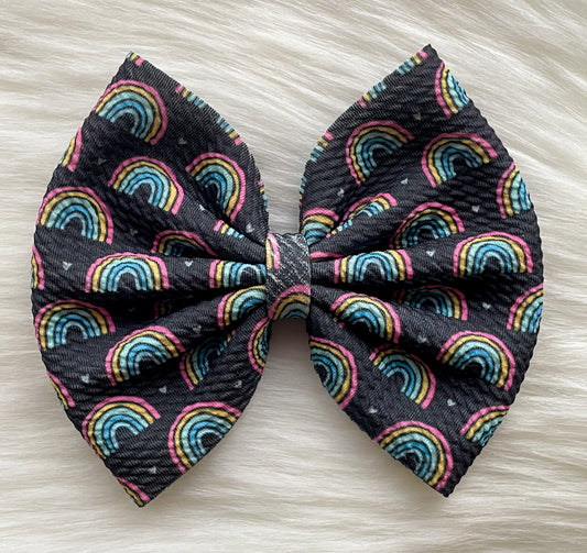 Rainbows Days Charcoal Fabric Bow