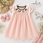 Western Horse Pink Smocked Bow Lace Dress