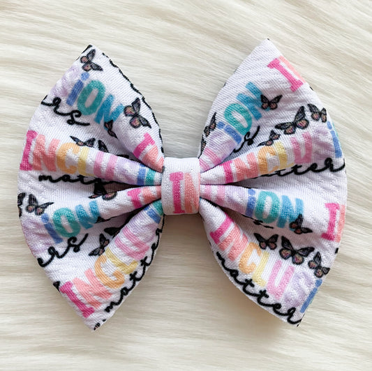 Pastel Rainbow Inclusion Fabric Bow