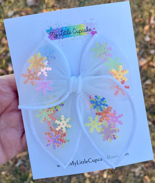 Holographic Snowflakes Shaker Bow