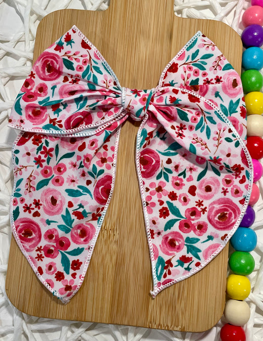 Red & Pink Watercolor Floral 5.5in Serged
