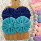 Aqua Waved Fabric Bow