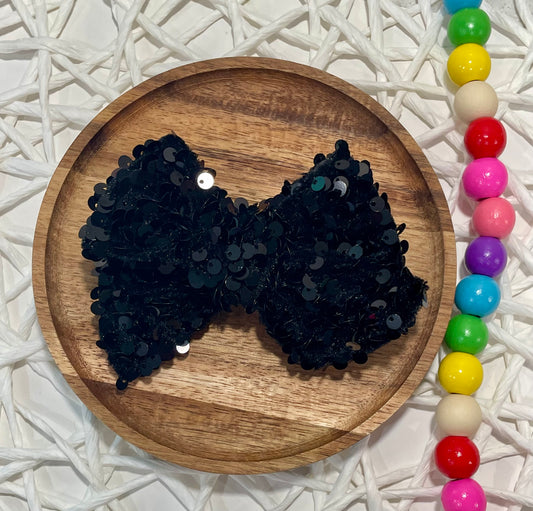 Black Sequin Chunky 5in Hand Tied