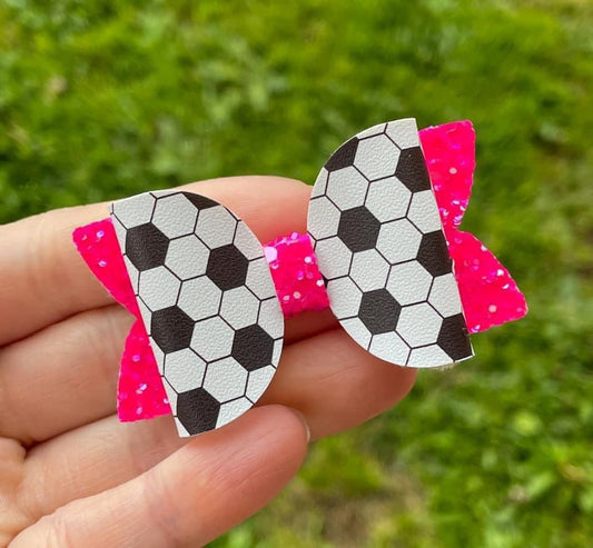 Soccer Hot Pink 2.5in Beauty Bow