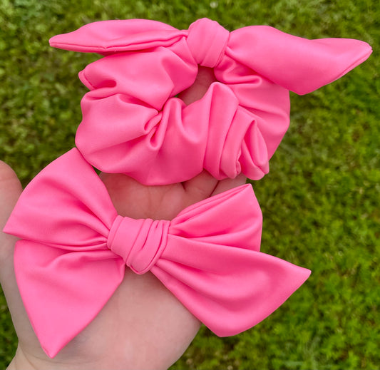 Pink Swim 5in Hand Tied Bow or Scrunchie