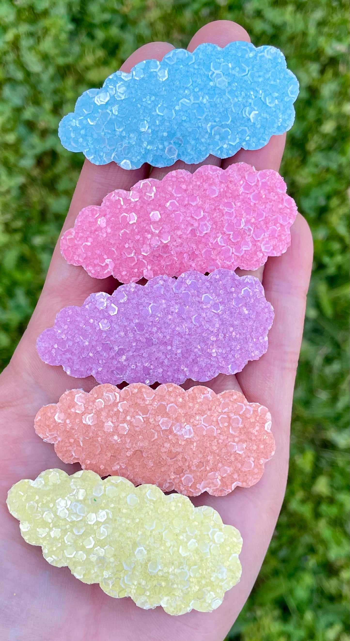 Pastel Solid Glitter Snap Clips