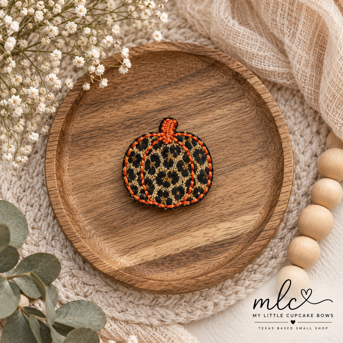 Sparkle Cheetah Pumpkin Feltie Clip