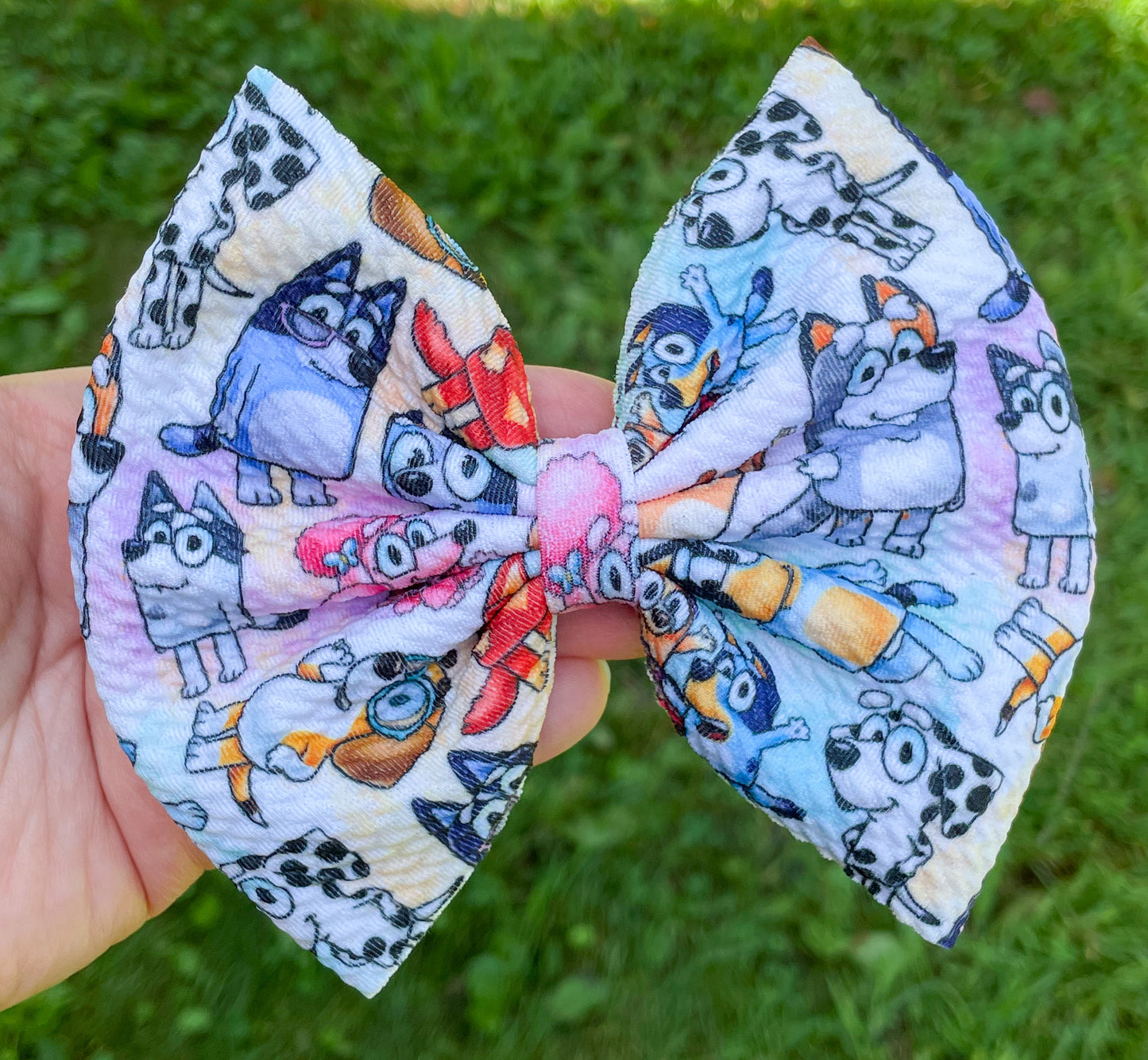 Watercolor Pups Fabric Bow