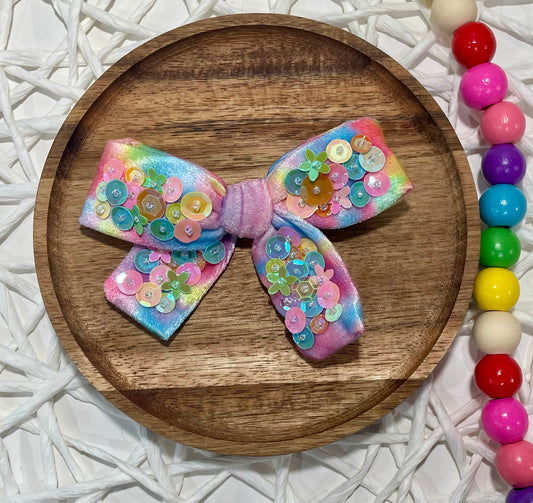 Watercolor Sequins Velvet 4in Hand Tied