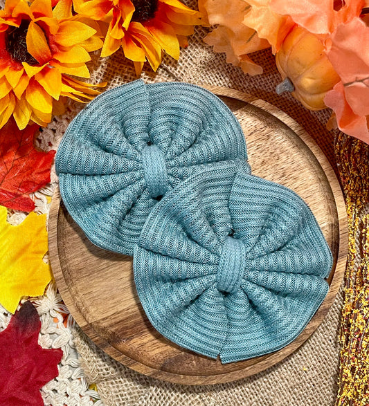 Teal Ribbed Sweater Fabric