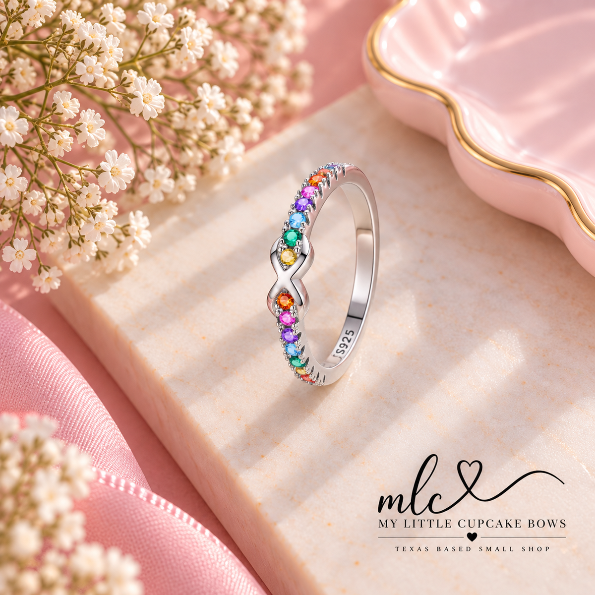 Autism Acceptance Rainbow Infinity Ring