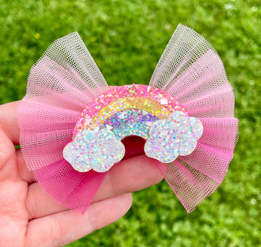 Pastel Rainbow Tulle Bow