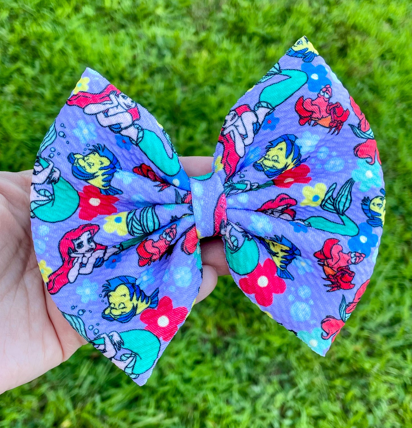 Purple Mermaid Princess Fabric Bow