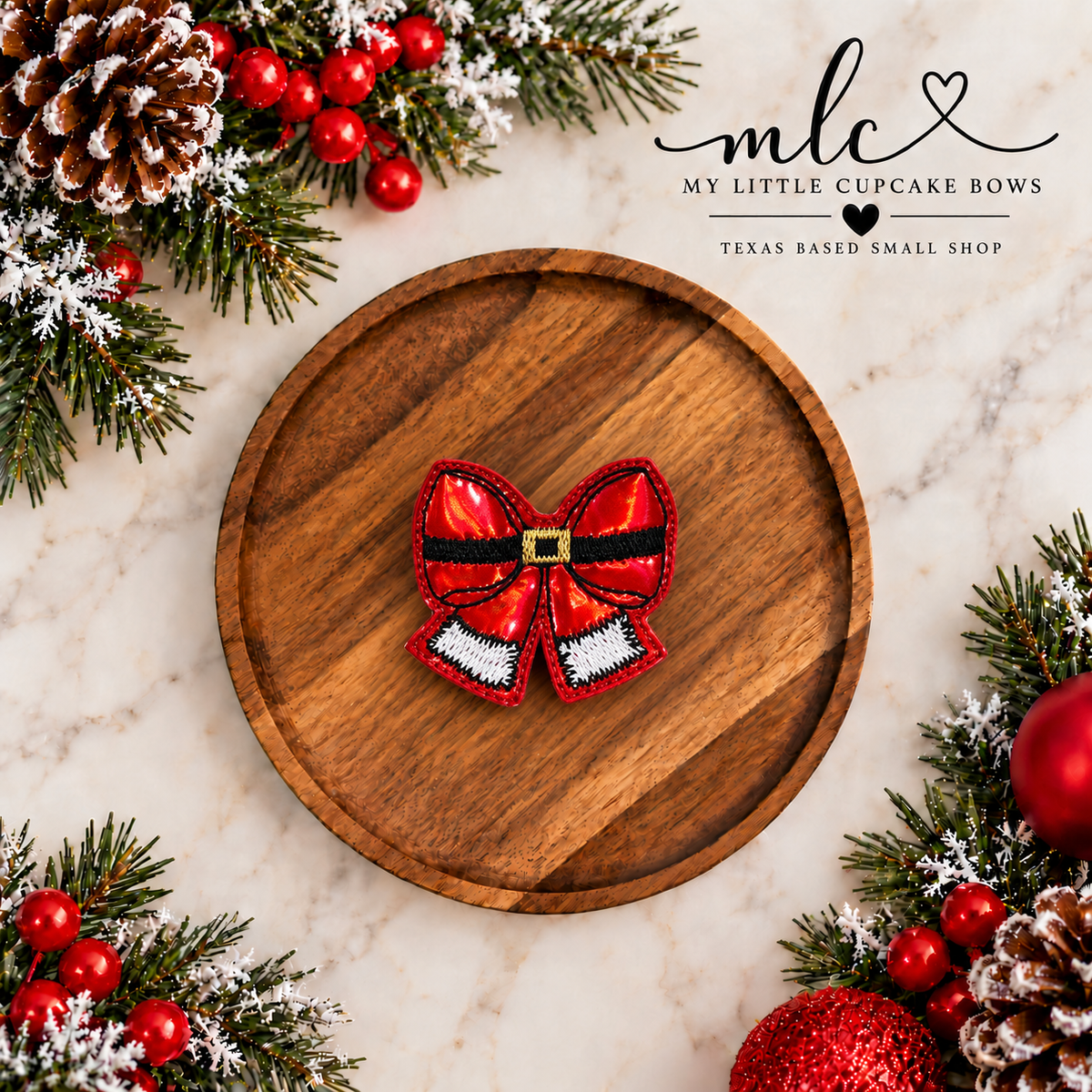Santa Buckle Bow Feltie Clip