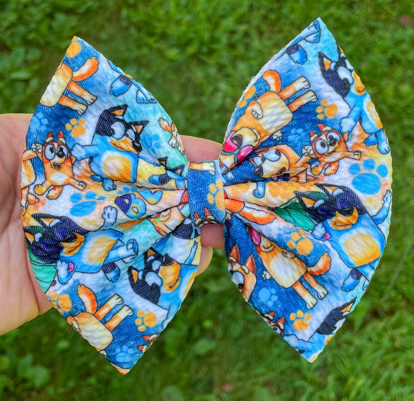 Blue Dog with Umbrella Fabric Bow