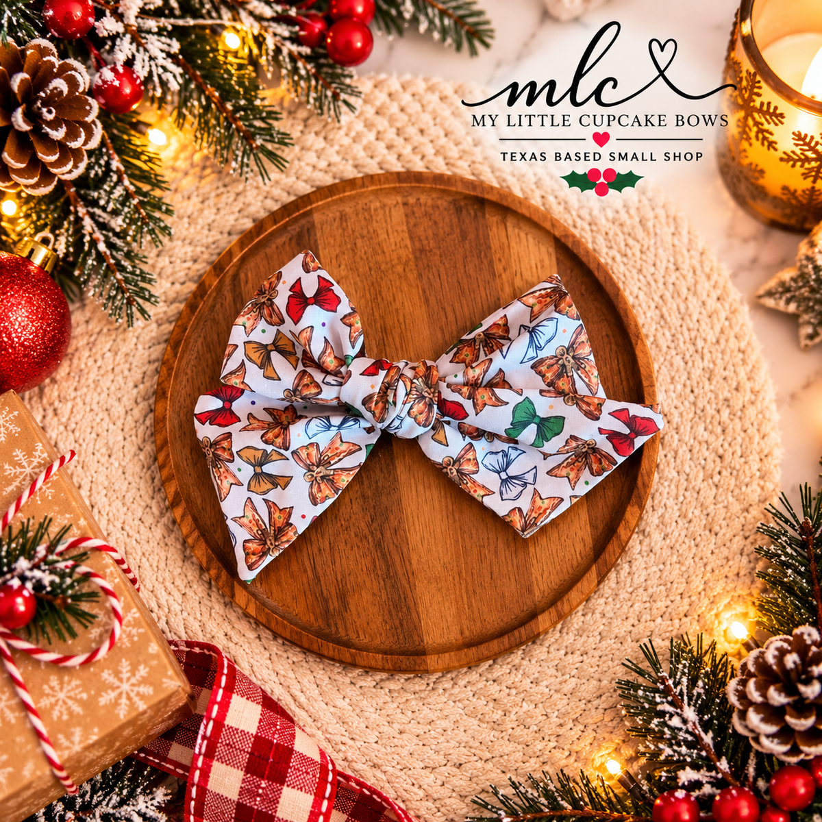 Gingerbread Coquettes Hand Tied Bow
