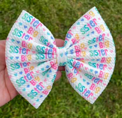 Big Sis & Little Sis Rainbow Fabric Bows