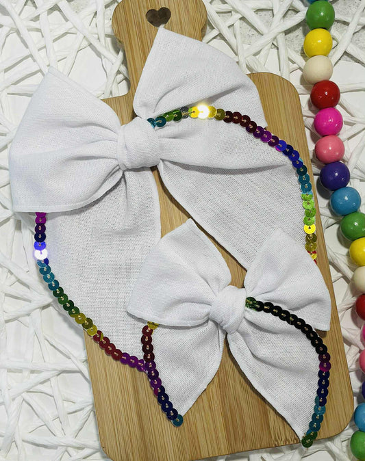 Rainbow Holo Sequin Edge Serged