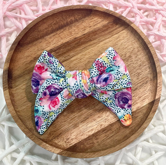Bright Floral Dots Ribbed Chunky Tied