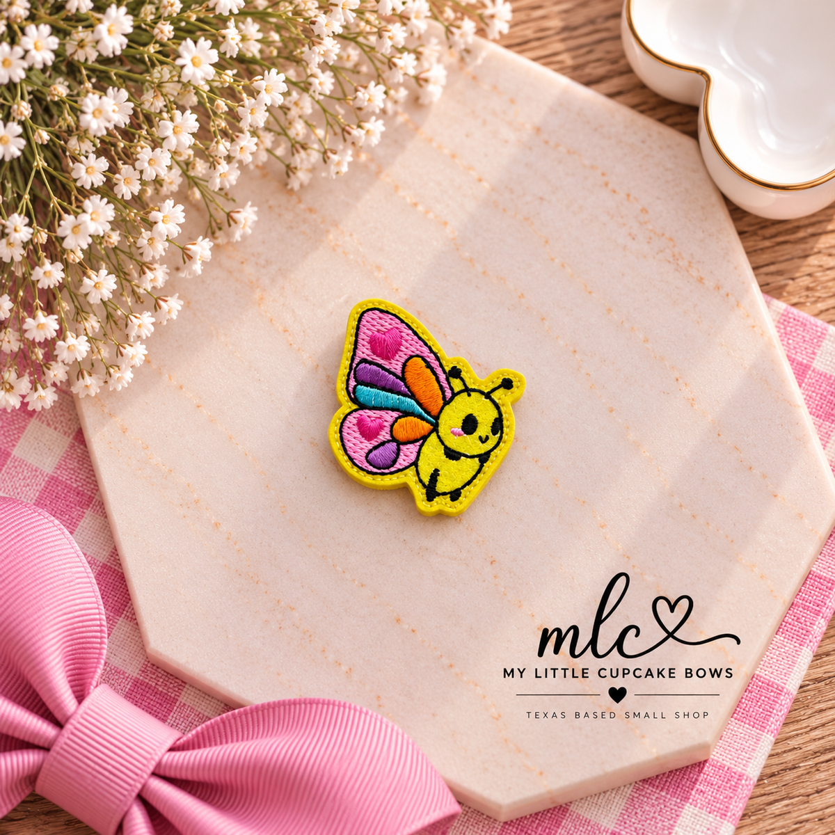Rainbow Kawaii Butterfly Feltie Clip