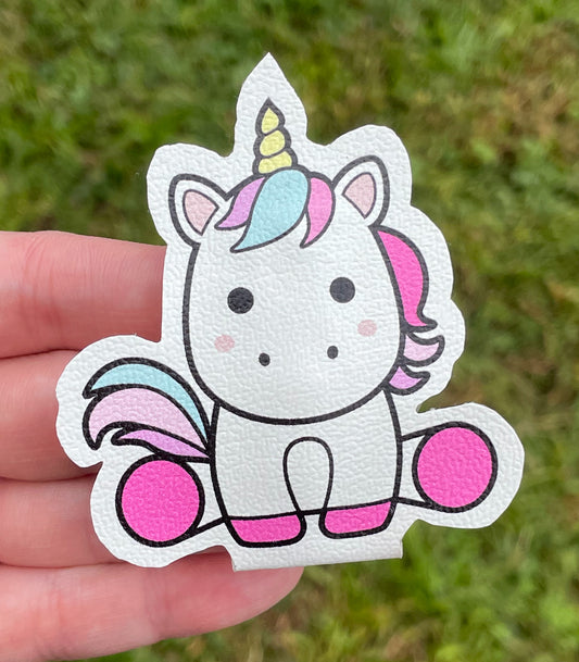 Unicorn Faux Leather Snap Clip