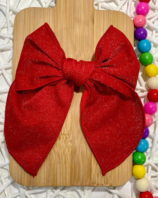 Red Shimmer Ribbed Serged