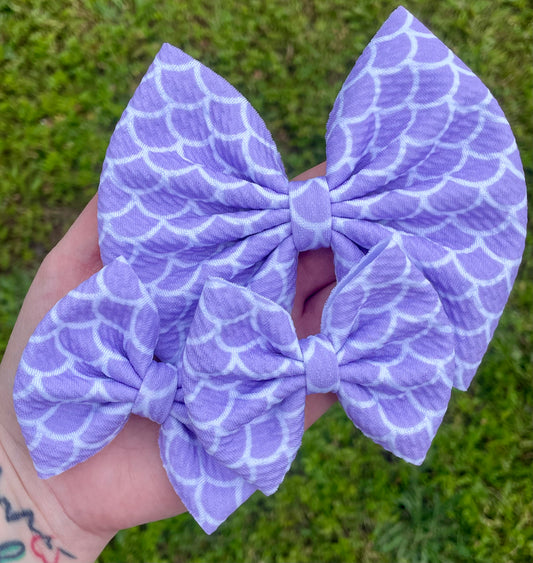 Purple Mermaid Scales Fabric Bow