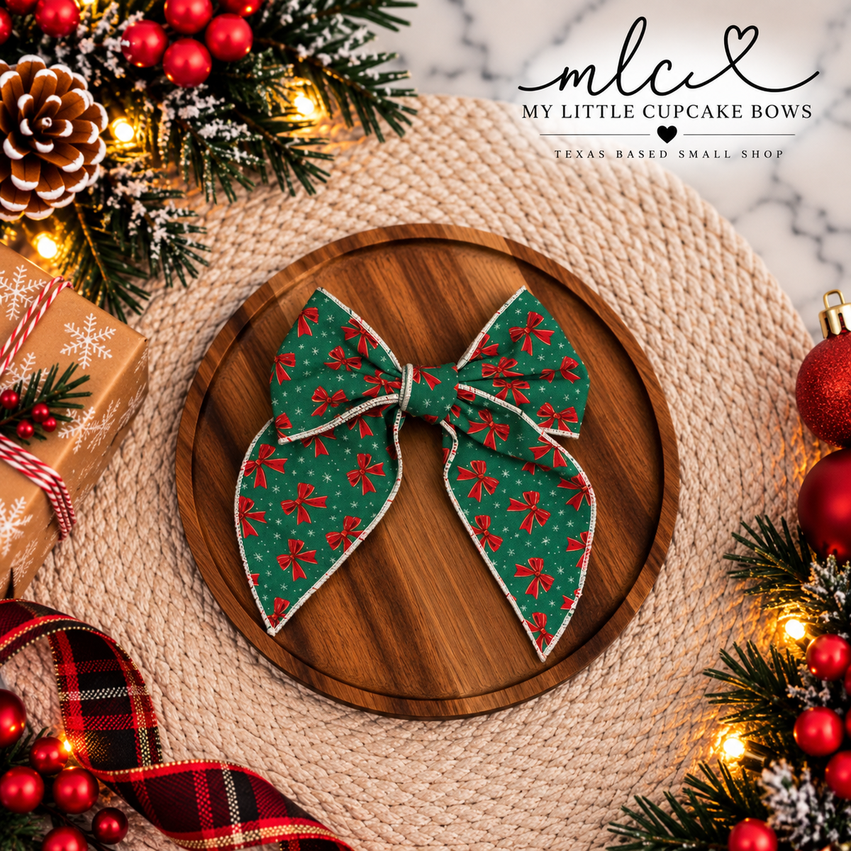 Red Bows Serged Bow