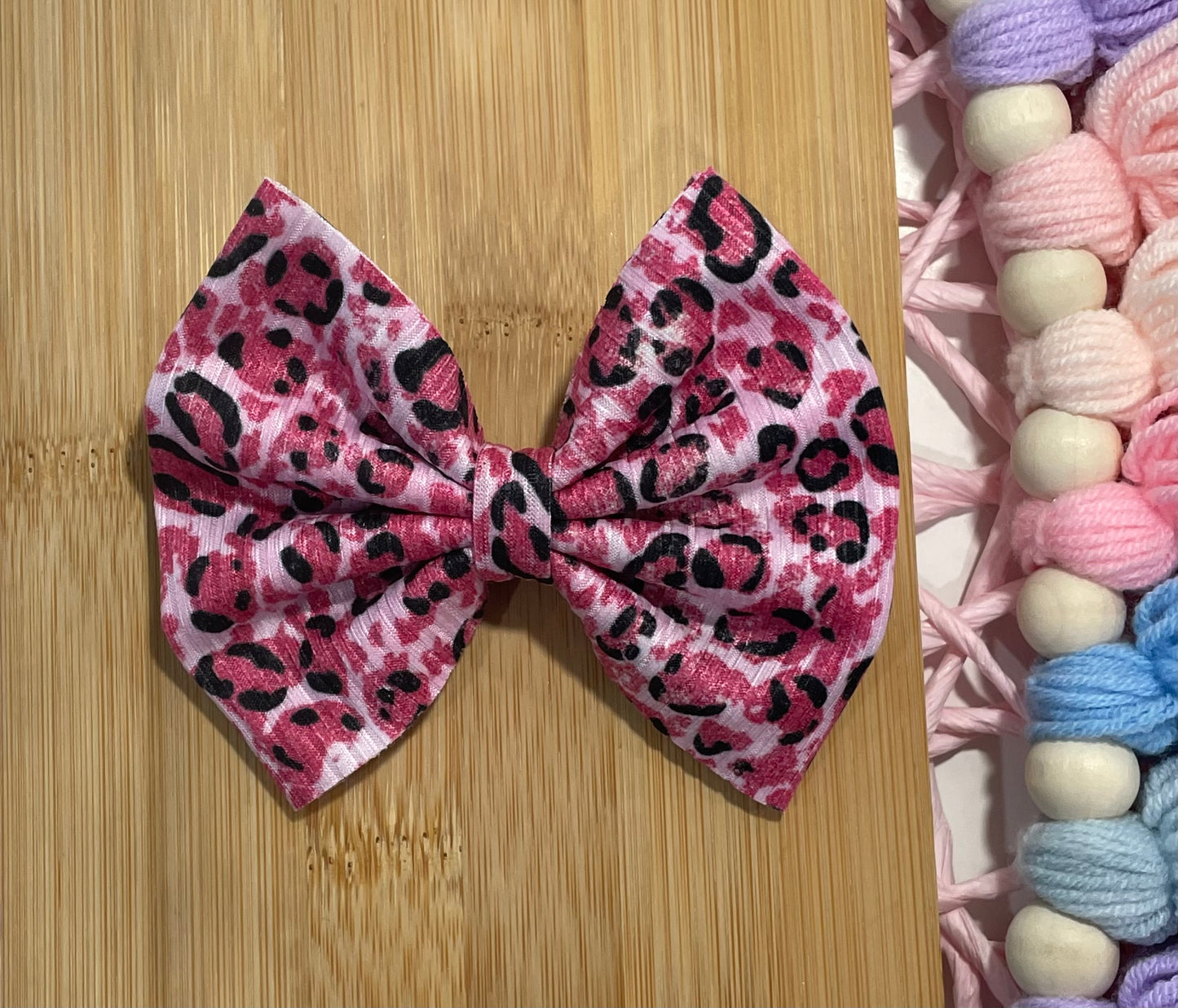 Hot Pink Leopard Fabric Bow
