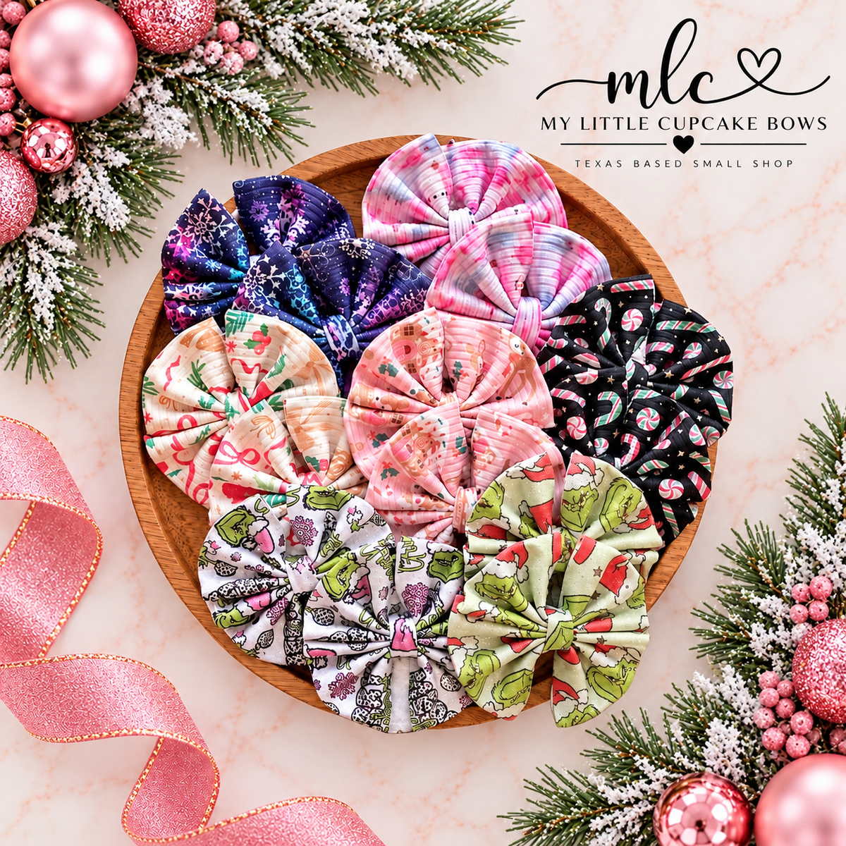 Pinkmas Ribbed Messy Bow Sets
