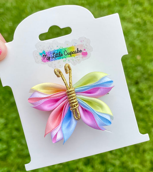 Pastel Shimmer Butterfly Sculpture Clip