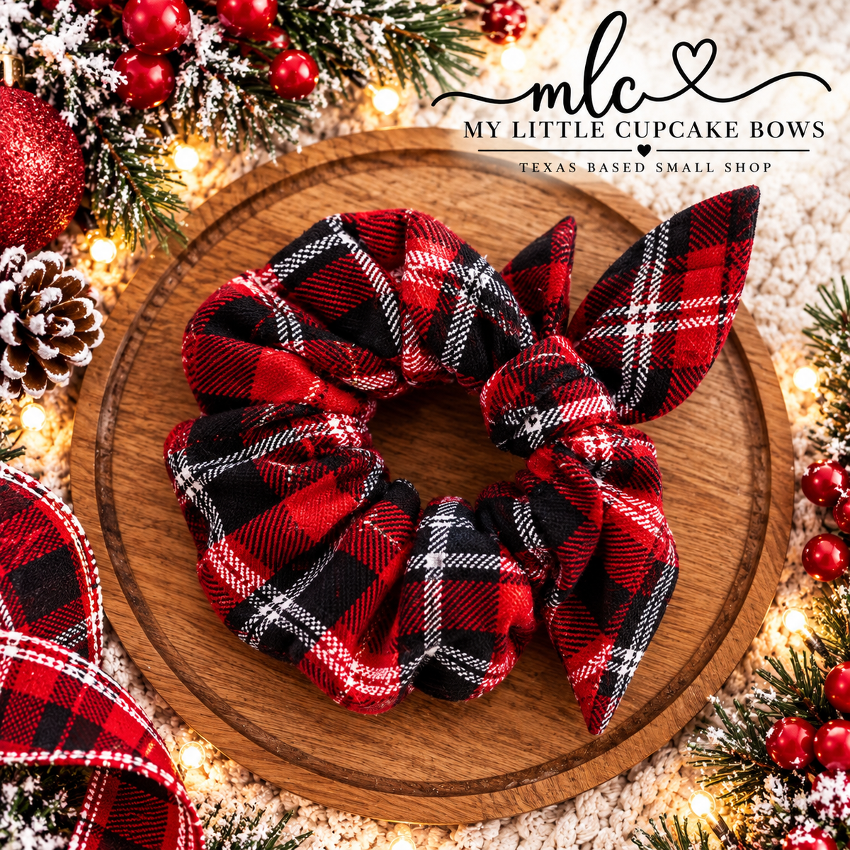 Classic Christmas Plaid Flannel Scrunchie